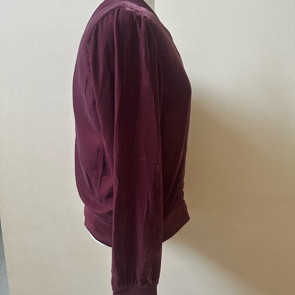 Burgundy Zip-Up Bomber Jacket - Picture 3 of 5